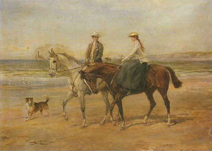 Riders On The Shore With Collie by Heywood Hardy
